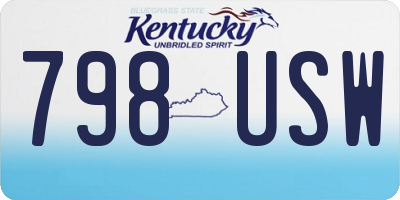 KY license plate 798USW