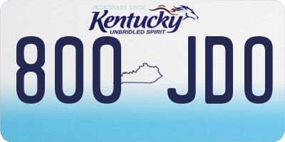 KY license plate 800JDO