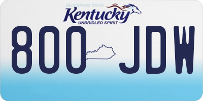 KY license plate 800JDW