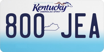 KY license plate 800JEA