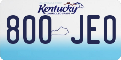 KY license plate 800JEO
