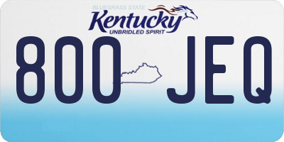 KY license plate 800JEQ