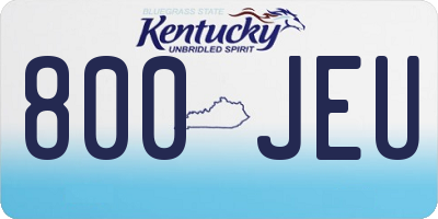 KY license plate 800JEU