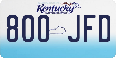 KY license plate 800JFD