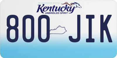 KY license plate 800JIK