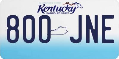 KY license plate 800JNE