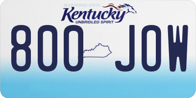 KY license plate 800JOW
