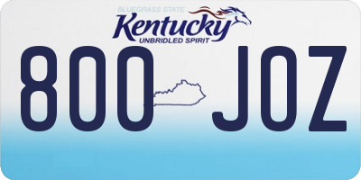 KY license plate 800JOZ