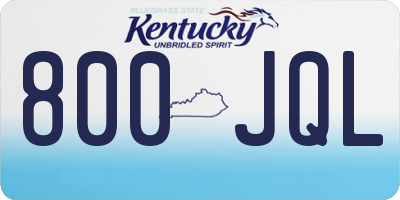 KY license plate 800JQL