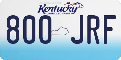 KY license plate 800JRF
