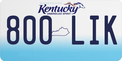 KY license plate 800LIK