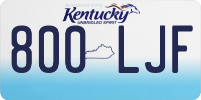 KY license plate 800LJF