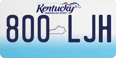 KY license plate 800LJH