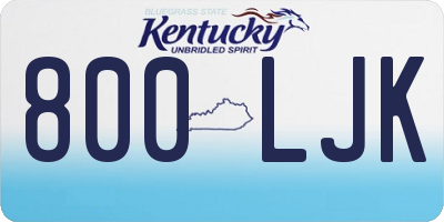 KY license plate 800LJK