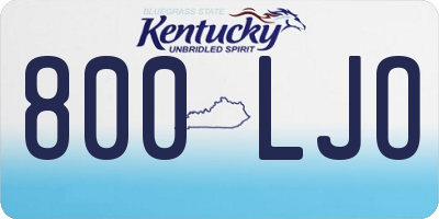 KY license plate 800LJO