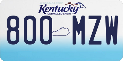 KY license plate 800MZW