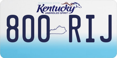 KY license plate 800RIJ
