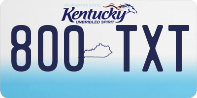 KY license plate 800TXT