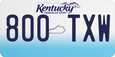 KY license plate 800TXW