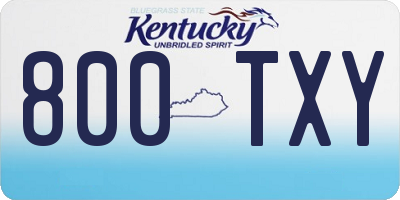 KY license plate 800TXY