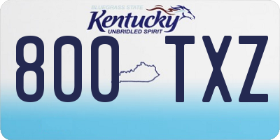 KY license plate 800TXZ