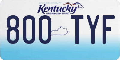 KY license plate 800TYF