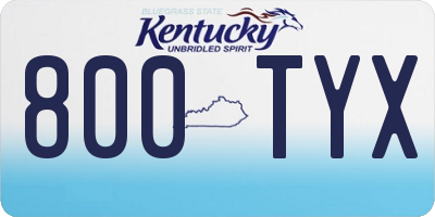 KY license plate 800TYX