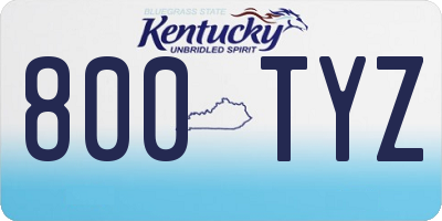 KY license plate 800TYZ