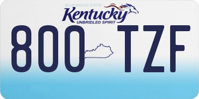 KY license plate 800TZF