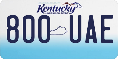 KY license plate 800UAE
