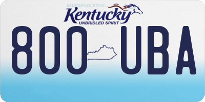 KY license plate 800UBA