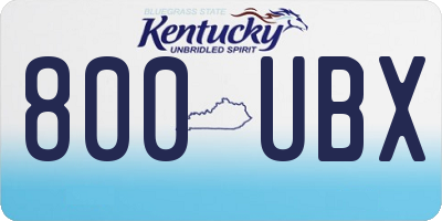 KY license plate 800UBX