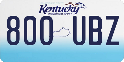 KY license plate 800UBZ