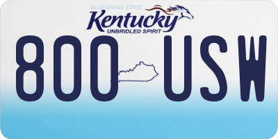 KY license plate 800USW