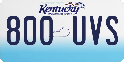 KY license plate 800UVS