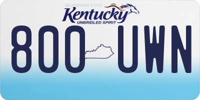 KY license plate 800UWN