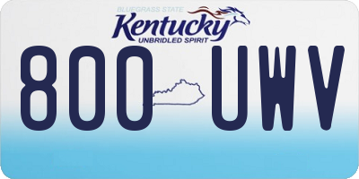 KY license plate 800UWV