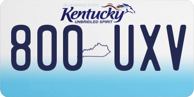 KY license plate 800UXV