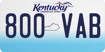 KY license plate 800VAB