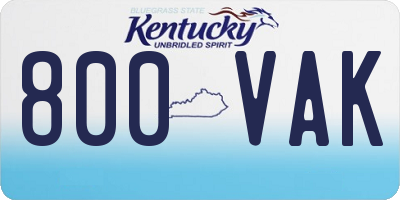 KY license plate 800VAK