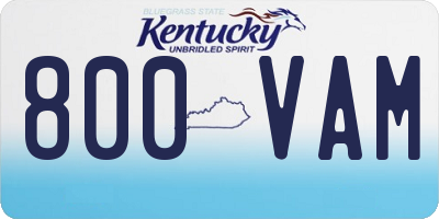 KY license plate 800VAM