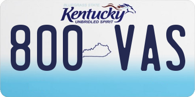 KY license plate 800VAS