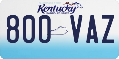 KY license plate 800VAZ