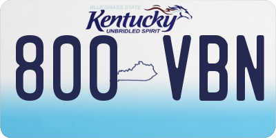 KY license plate 800VBN