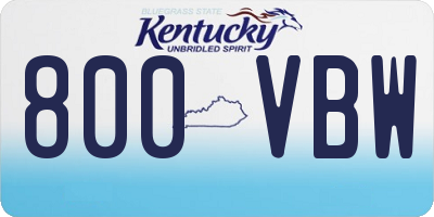 KY license plate 800VBW
