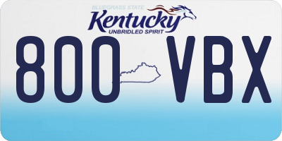 KY license plate 800VBX