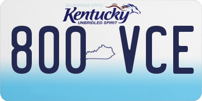KY license plate 800VCE
