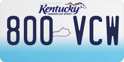 KY license plate 800VCW