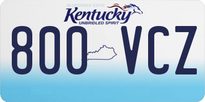 KY license plate 800VCZ
