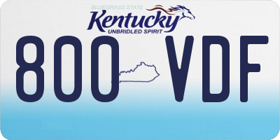 KY license plate 800VDF